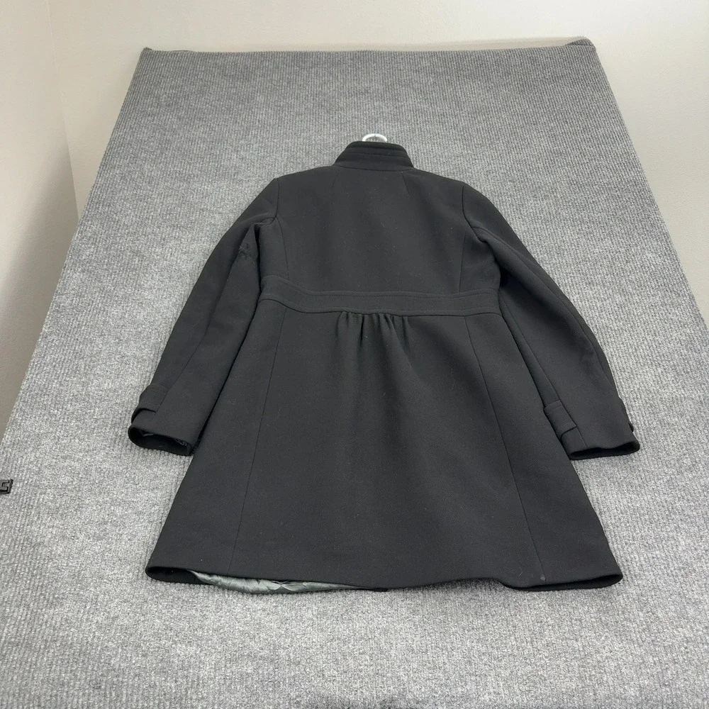 J Crew Coat Womens 12 Black Wool Double Cloth Mock Neck Classic Winter - Picture 6 of 10